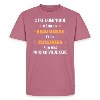 Beau gosse homme cuisinier - T-shirt Premium bio Homme - mauve - Devant - Nico (187cm)