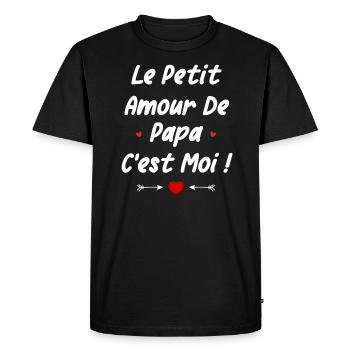 Le petit amour de papa c'est moi - T-shirt Premium bio Homme - noir - Devant - Nico (187cm)