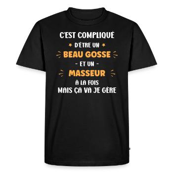 Beau gosse masseur - T-shirt Premium bio Homme - noir - Devant - Nico (187cm)
