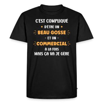 Commercial - T-shirt Premium bio Homme - noir - Devant - Nico (187cm)