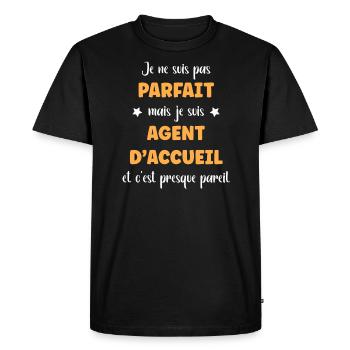 agent d accueil - T-shirt Premium bio Homme - noir - Devant - Nico (187cm)