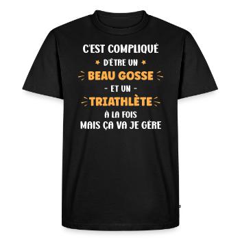Beau gosse triathlète - T-shirt Premium bio Homme - noir - Devant - Nico (187cm)