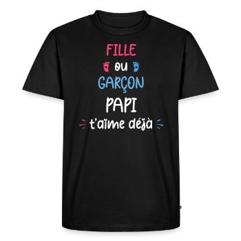 Fille ou garçon papi t'aime déjâ - T-shirt Premium bio Homme - noir - Devant - Nico (187cm)