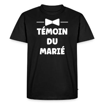 témoin du marié - T-shirt Premium bio Homme - noir - Devant - Nico (187cm)