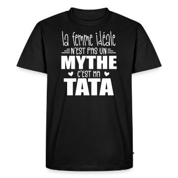 La Femme Idéale N'est Pas Un Mythe C'est Ma Tata - T-shirt Premium bio Homme - noir - Devant - Nico (187cm)