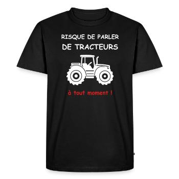 Risque de parler de tracteurs - T-shirt Premium bio Homme - noir - Devant - Nico (187cm)