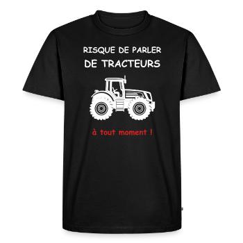 Risque de parler de tracteurs - T-shirt Premium bio Homme - noir - Devant - Nico (187cm)