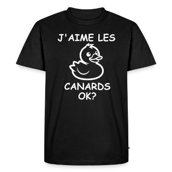 J'aime les canards - T-shirt Premium bio Homme - noir - Devant - Nico (187cm)