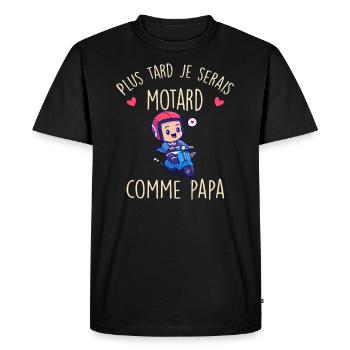 Plus tard je serais motard comme papa bébé Garçon - T-shirt Premium bio Homme - noir - Devant - Nico (187cm)