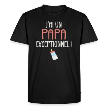 J'ai un Papa Exceptionnel - T-shirt Premium bio Homme - noir - Devant - Nico (187cm)