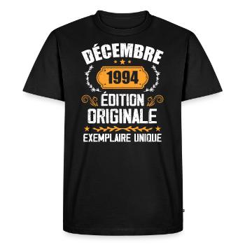 Anniversaire Cadeau Millésime Décembre 1994 - 199 - T-shirt Premium bio Homme - noir - Devant - Nico (187cm)