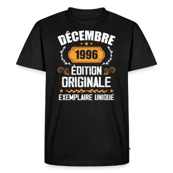 Anniversaire Cadeau Millésime Décembre 1996 - 199 - T-shirt Premium bio Homme - noir - Devant - Nico (187cm)