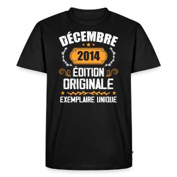 Anniversaire Cadeau Millésime Décembre 2014 - 201 - T-shirt Premium bio Homme - noir - Devant - Nico (187cm)