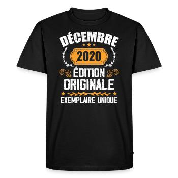 Anniversaire Cadeau Millésime Décembre 2020 - 202 - T-shirt Premium bio Homme - noir - Devant - Nico (187cm)