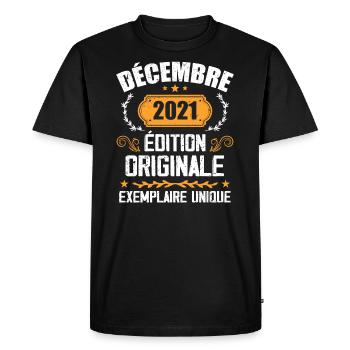 Anniversaire Cadeau Millésime Décembre 2021 - 202 - T-shirt Premium bio Homme - noir - Devant - Nico (187cm)