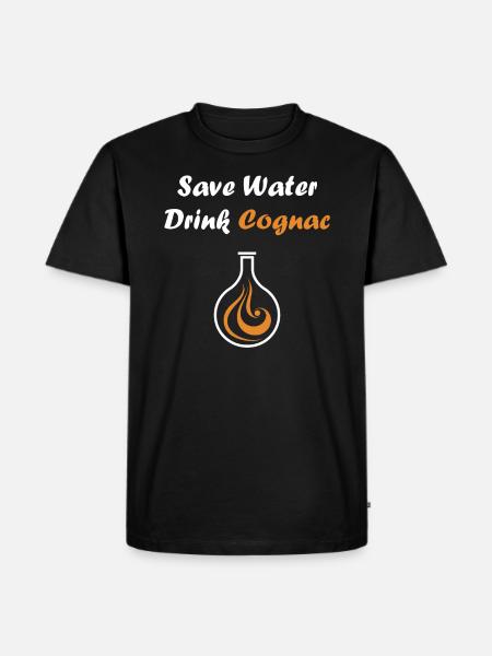 Save water drink cognac - T-shirt Premium bio Homme - noir