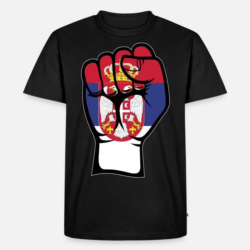 Serbien Flagge Faust - Männer Premium Bio T-Shirt - Schwarz