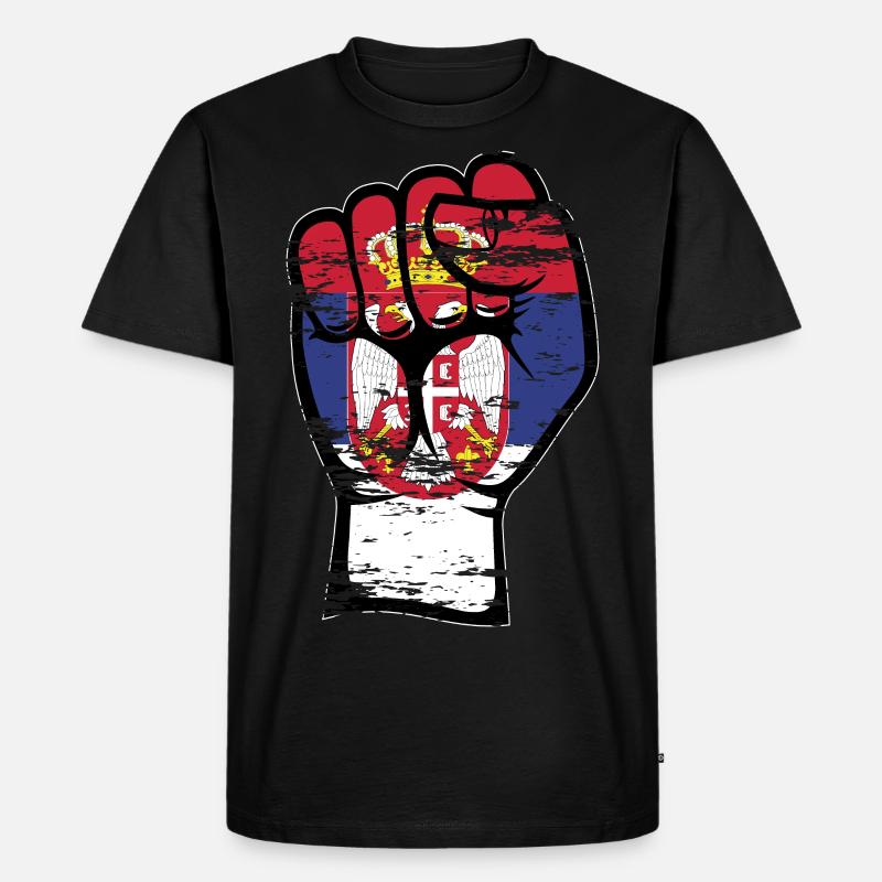Serbien Flagge Faust used - Männer Premium Bio T-Shirt - Schwarz