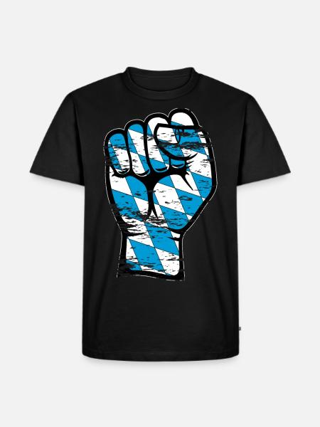 Bayern Flagge Faust used - Männer Premium Bio T-Shirt - Schwarz