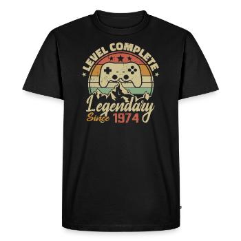 1974 Complete Level Birthday Gift - 1974 - Men's Premium Organic T-Shirt - black - Front - Nico (187cm)