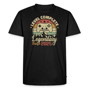 Cadeau D'anniversaire 2025 Niveau Complete - 2025 - T-shirt Premium bio Homme - noir - Devant - Nico (187cm)