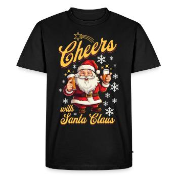 Santa Claus Alcohol Beer Mulled Wine Liquor Cheers - Men's Premium Organic T-Shirt - black - Front - Nico (187cm)