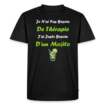 Thérapie mojito - T-shirt Premium bio Homme - noir - Devant - Nico (187cm)