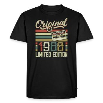Vintage 1980's Retro 1980's Birthday Gift - Men's Premium Organic T-Shirt - black - Front - Nico (187cm)