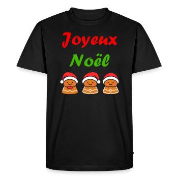Joyeux noel pain d'épice - T-shirt Premium bio Homme - noir - Devant - Nico (187cm)