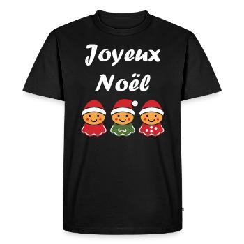 Joyeux noel pain d'épice - T-shirt Premium bio Homme - noir - Devant - Nico (187cm)