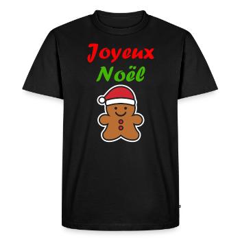 Joyeux noel pain d'épice - T-shirt Premium bio Homme - noir - Devant - Nico (187cm)