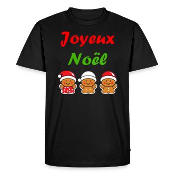 Joyeux noel pain d'épice - T-shirt Premium bio Homme - noir - Devant - Nico (187cm)