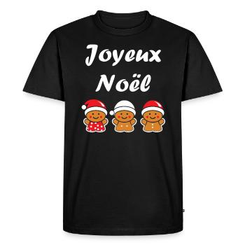 Joyeux noel pain d'épice - T-shirt Premium bio Homme - noir - Devant - Nico (187cm)