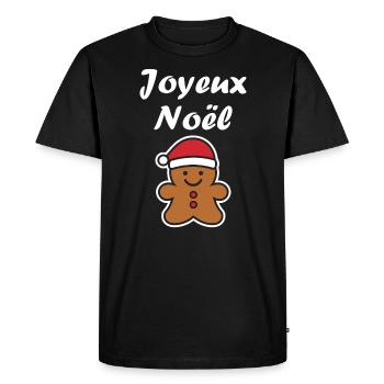 Joyeux noel pain d'épice - T-shirt Premium bio Homme - noir - Devant - Nico (187cm)