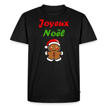 Joyeux noel pain d'épice - T-shirt Premium bio Homme - noir - Devant - Nico (187cm)