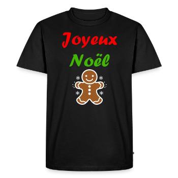 Joyeux noel pain d'épice - T-shirt Premium bio Homme - noir - Devant - Nico (187cm)