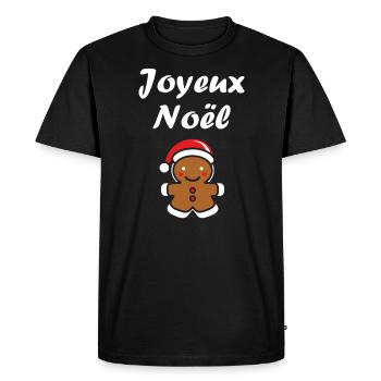 Joyeux noel pain d'épice - T-shirt Premium bio Homme - noir - Devant - Nico (187cm)
