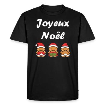Joyeux noel pain d'épice - T-shirt Premium bio Homme - noir - Devant - Nico (187cm)