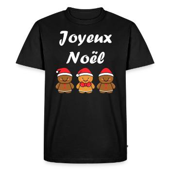 Joyeux noel pain d'épice - T-shirt Premium bio Homme - noir - Devant - Nico (187cm)