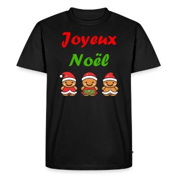 Joyeux noel pain d'épice - T-shirt Premium bio Homme - noir - Devant - Nico (187cm)