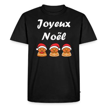 Joyeux noel pain d'épice - T-shirt Premium bio Homme - noir - Devant - Nico (187cm)