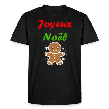 Joyeux noel pain d'épice - T-shirt Premium bio Homme - noir - Devant - Nico (187cm)