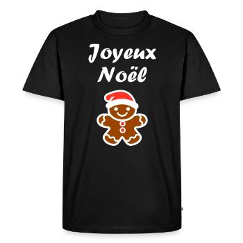 Joyeux noel pain d'épice - T-shirt Premium bio Homme - noir - Devant - Nico (187cm)