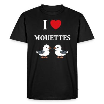 J'aime les mouettes - T-shirt Premium bio Homme - noir - Devant - Nico (187cm)