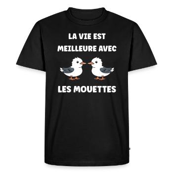 J'aime les mouettes - T-shirt Premium bio Homme - noir - Devant - Nico (187cm)