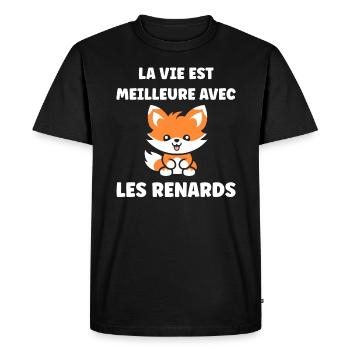 J'aime les renards - T-shirt Premium bio Homme - noir - Devant - Nico (187cm)
