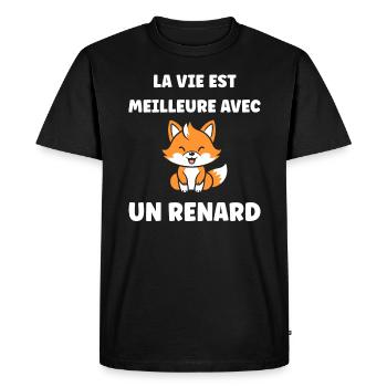 J'aime les renards - T-shirt Premium bio Homme - noir - Devant - Nico (187cm)