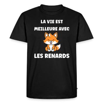 J'aime les renards - T-shirt Premium bio Homme - noir - Devant - Nico (187cm)