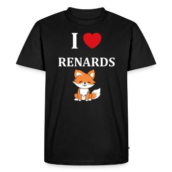 J'aime les renards - T-shirt Premium bio Homme - noir - Devant - Nico (187cm)