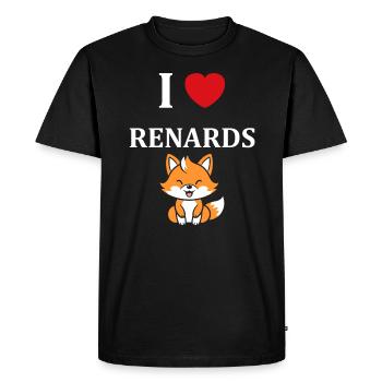 J'aime les renards - T-shirt Premium bio Homme - noir - Devant - Nico (187cm)